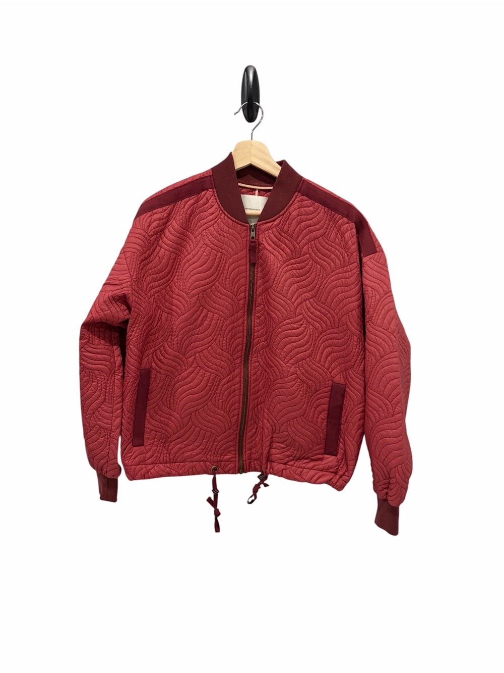 Anthropologie Quilted Bomber Jacket in Burgundy